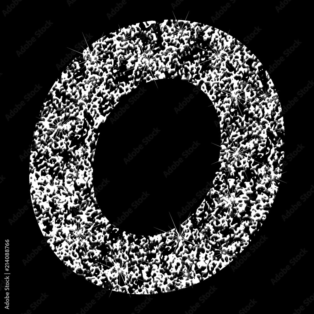 Silver glittering letter O. Vector shining silver sparkling letter on black background. Silver glittering letter O. Vector shining silver sparkling letter on black background.