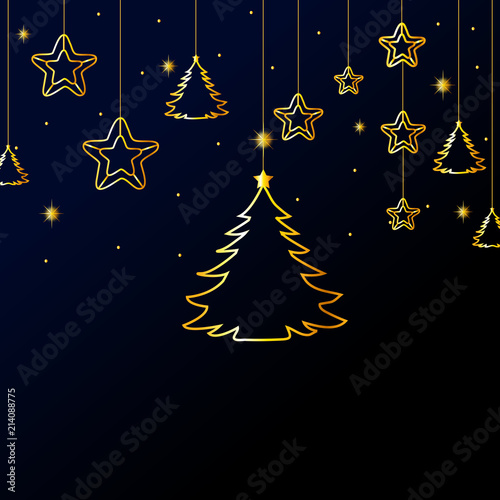 Weihnachtsdekorationen hängend gold