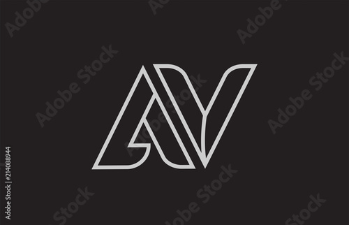 black and white alphabet letter av a v logo combination photo