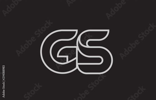 black and white alphabet letter gs g s logo combination