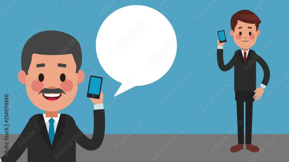 Businessmens talking with smartphones High Definition animation colorful scenes Businessmens talking with smartphones High Definition animation colorful scenes