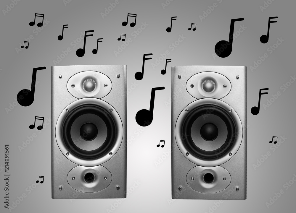 speakers and music