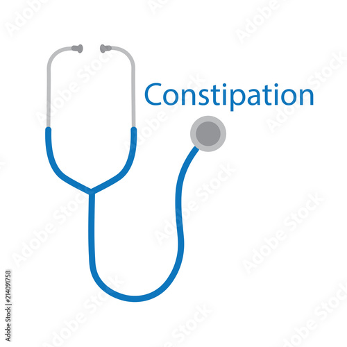constipation word and stethoscope icon- vector illustration