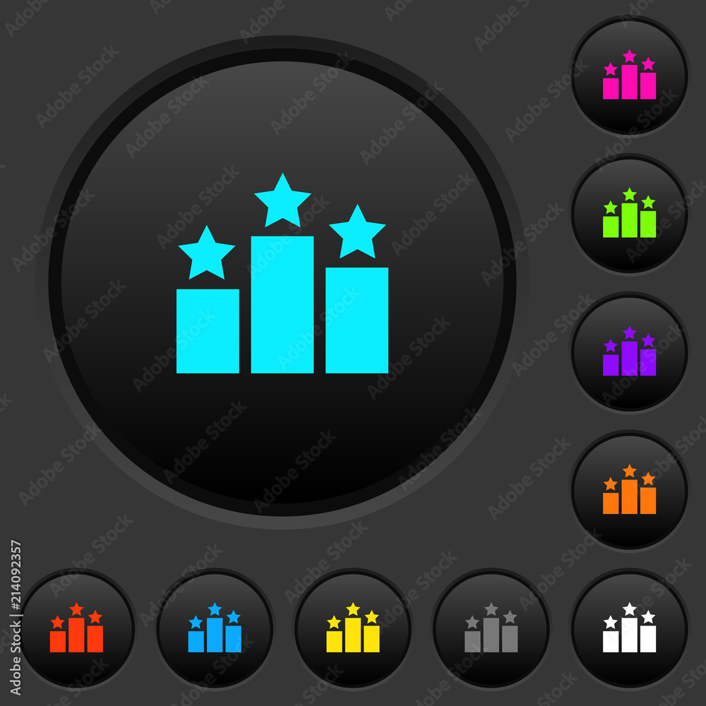 Fototapeta premium Ranking dark push buttons with color icons