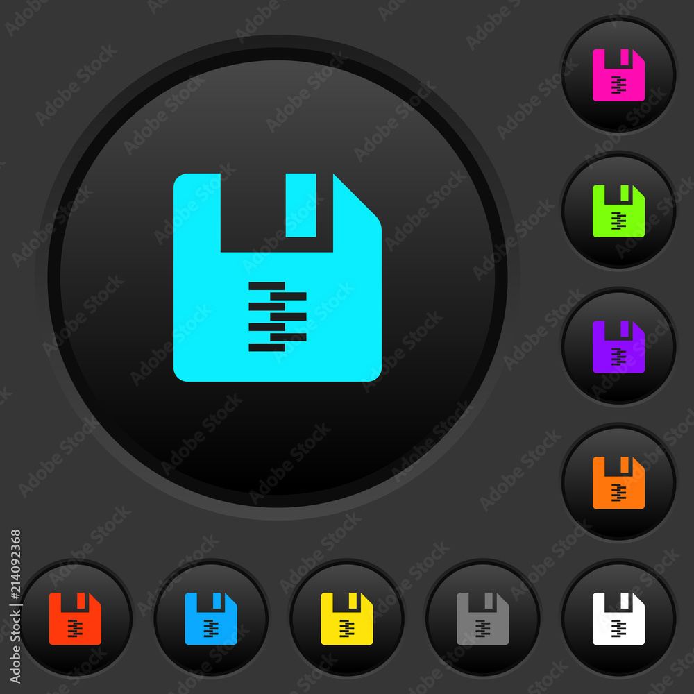 zip archive file dark push buttons with color icons zip archive file dark push buttons with color icons