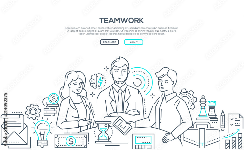 Teamwork - modern line design style illustration