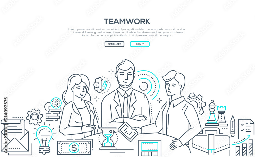 Teamwork - modern line design style illustration Teamwork - modern line design style illustration
