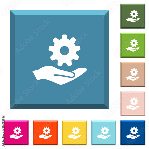 Maintenance service white icons on edged square buttons