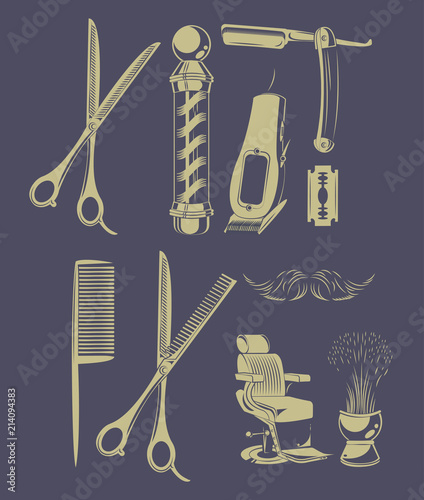 Set of barbershop utensils collection vector illustration graphic design