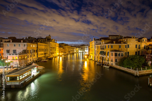 Canal Grande at night, Venice, Italy.