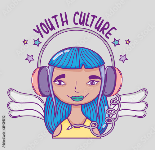Youth culture millenial woman cartoon