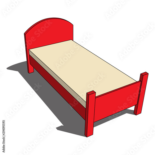 3D image - colored isolated bed with mattress
