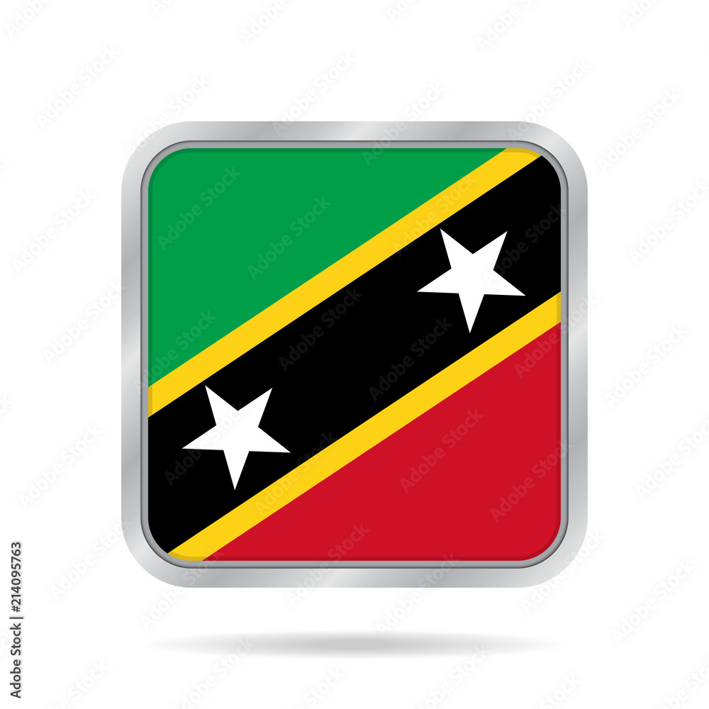 Metallic square flag of Saint Kitts and Nevis. Metallic square flag of Saint Kitts and Nevis.