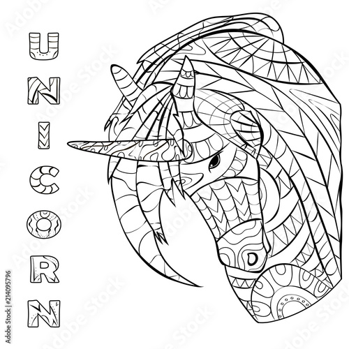 unicorn line, coloring page, coloring book, vector, pattern