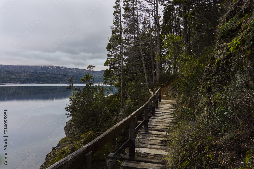 Fototapeta premium Wooden bridge with beautiful view