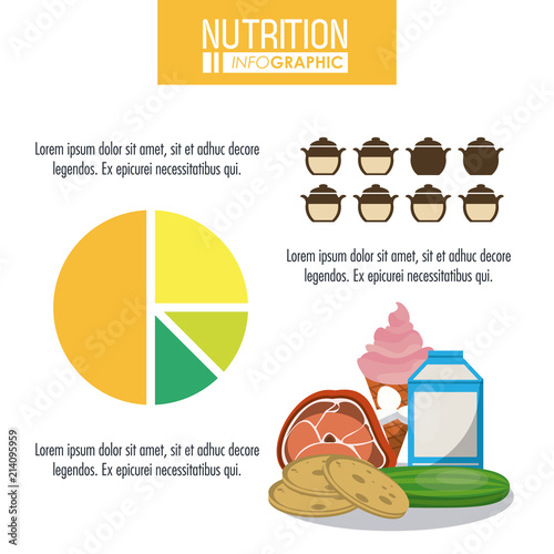 Nutrition and food infographic with statistics and elements vector illustration