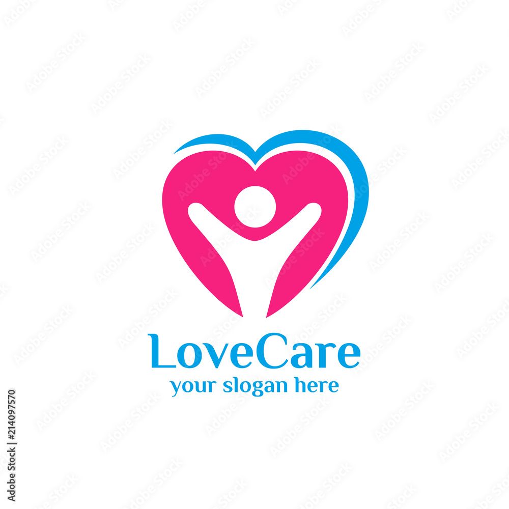 family care logo template. Love care logo template