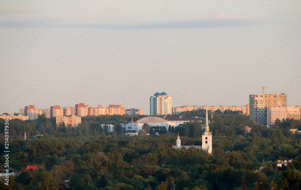 Yaroslavl. View of the city in the light of the setting sun