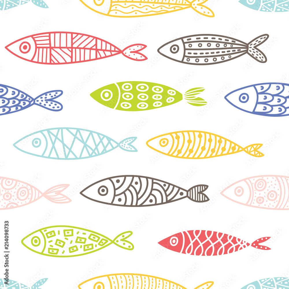 Cute fish. Kids background. Seamless pattern. Cute fish. Kids background. Seamless pattern.