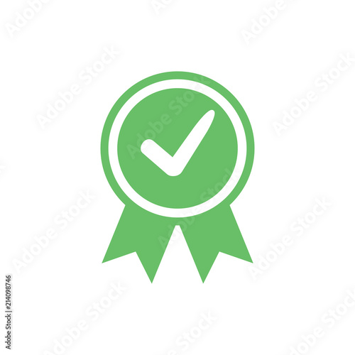 Approved certified icon. Certified seal icon. Accepted accreditation symbol with checkmark. Assurance or authorized