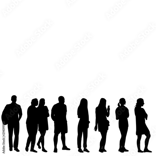 isolated, set of silhouettes people go, collection