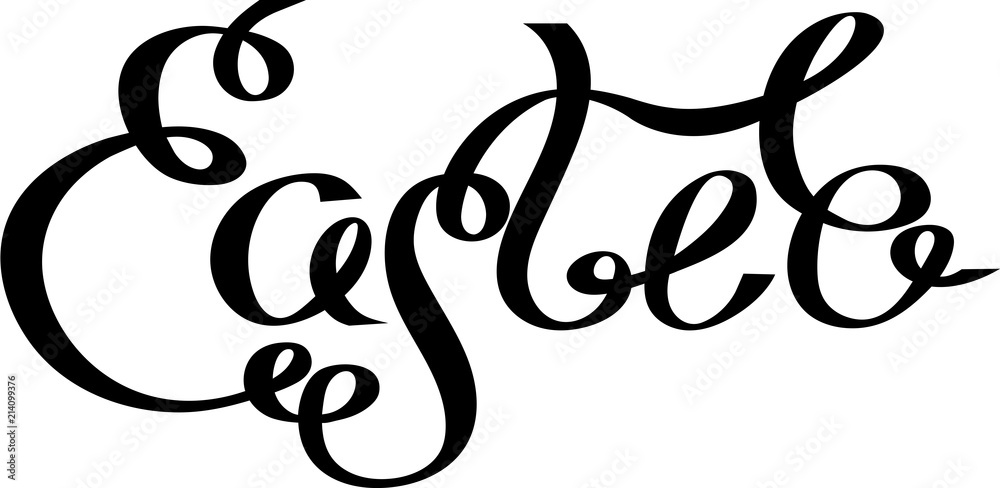 Black easter lettering on white paper background. Black easter lettering on white paper background.