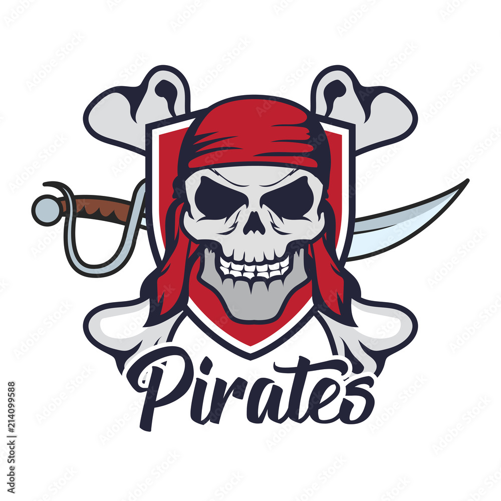 pirates, skull logo, vector illustration