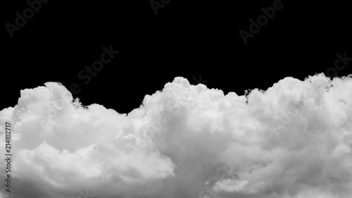 Close-up cumulus clouds isolated on black background, Black sky with white clouds