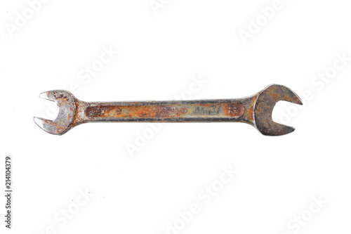 old fixed wrench isolated on white