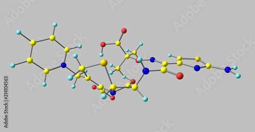 Ceftazidime molecular structure isolated on grey photo