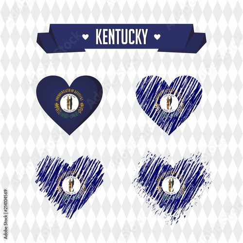 Kentucky heart with flag inside. Grunge vector graphic symbols photo