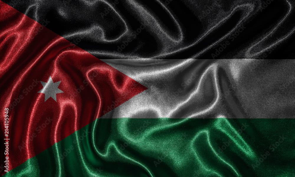 Obraz premium Wallpaper by Jordan flag and waving flag by fabric.