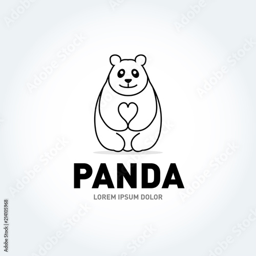 Fototapeta Naklejka Na Ścianę i Meble -  Panda bear silhouette Logo design vector template. Funny Lazy Logo Panda animal Logotype concept icon. Isolated vector illustration.
