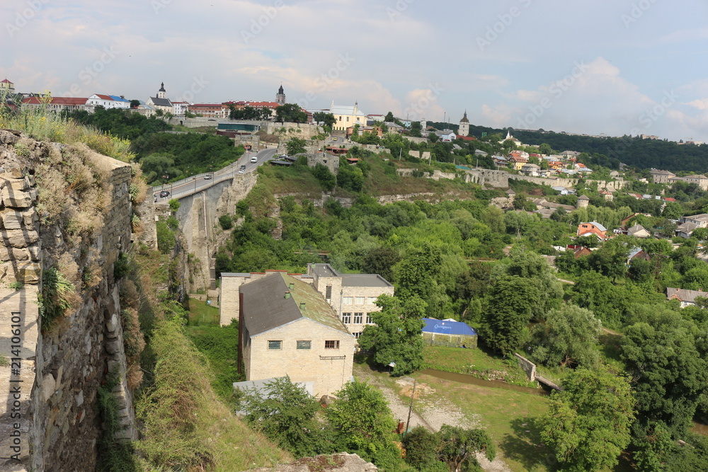 The fortress wall of the Ukrainian fortress is perfectly preserved in the city of Kamenetz-Podolsk