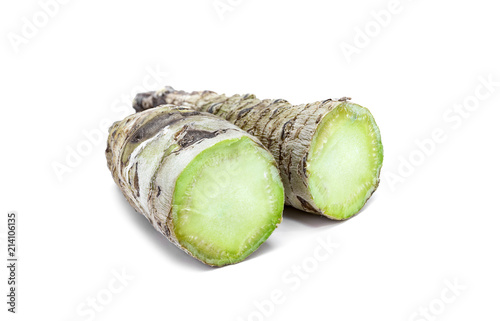 slice wasabi root isolated on white background photo