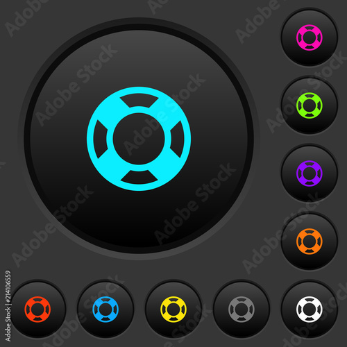Lifesaver dark push buttons with color icons