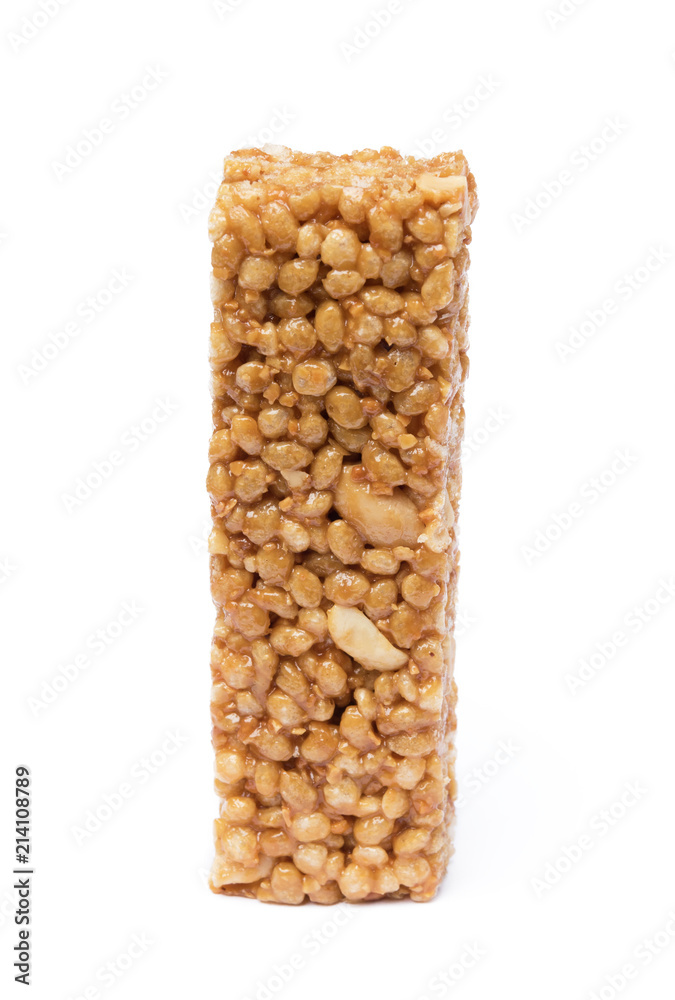 Tasty protein bar isolated on white background Tasty protein bar isolated on white background