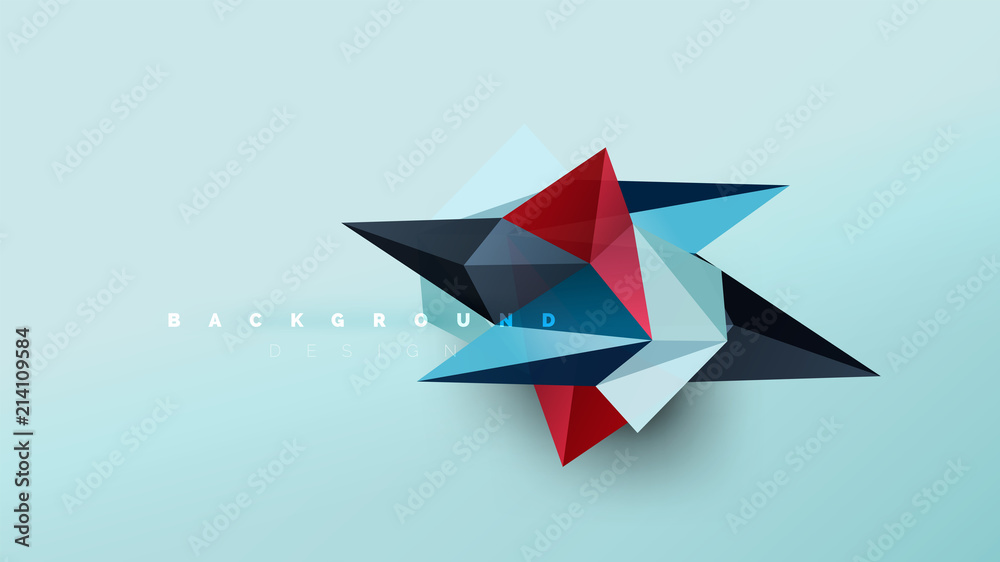 Abstract background - geometric origami style shape composition, triangular low poly design concept. Colorful trendy minimalistic illustration - obrazy, fototapety, plakaty 
