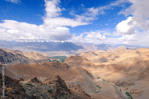 Mountain view with blue sky of Leh city, Ladakh, India
