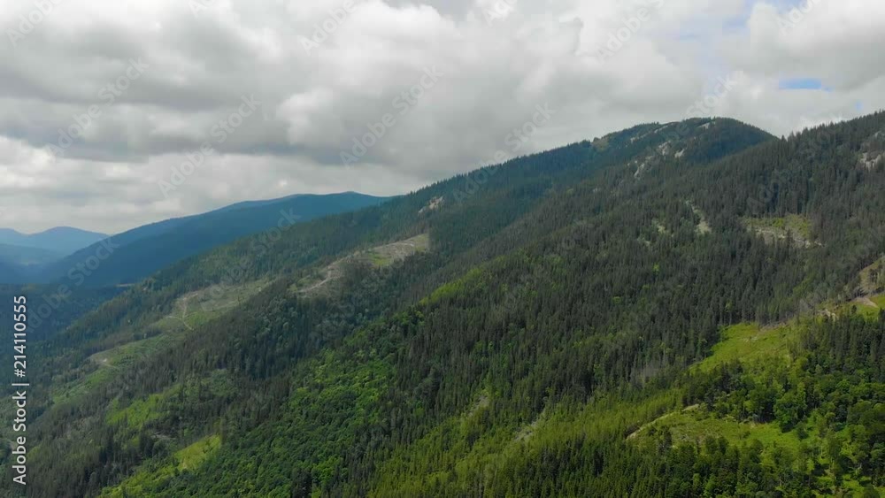 Carpathian mountain with a height of bird flight Carpathian mountain with a height of bird flight