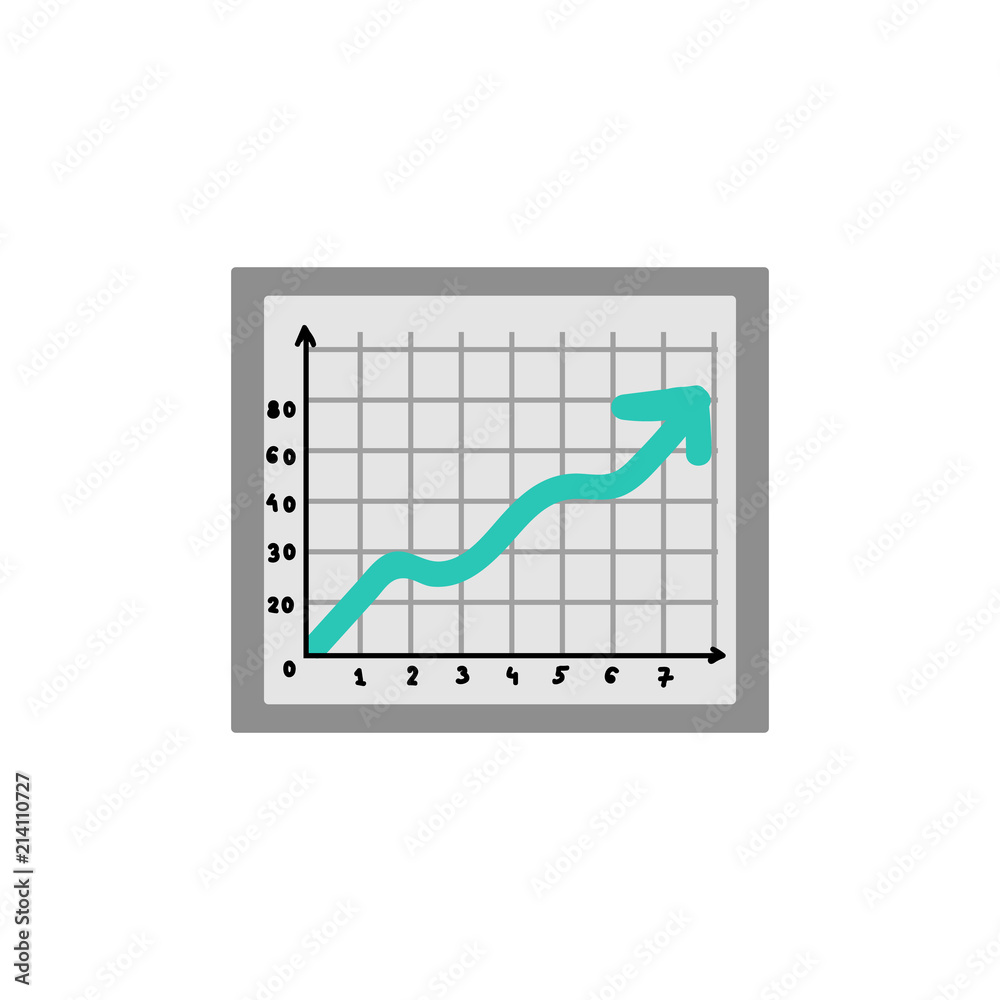Growing business arrow on chart isolated on white background. Flat rising diagram shows economic and financial growth - business development concept. Vector illustration. Growing business arrow on chart isolated on white background. Flat rising diagram shows economic and financial growth - business development concept. Vector illustration.