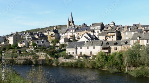 Village of Saint Côme d'Olt on the edge of the river Lot, Aveyron, France