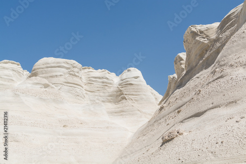 Fototapeta Naklejka Na Ścianę i Meble -  Sarakiniko beach lunar landscape in Milos, Cyclades Islands, Aegean Sea, Greece