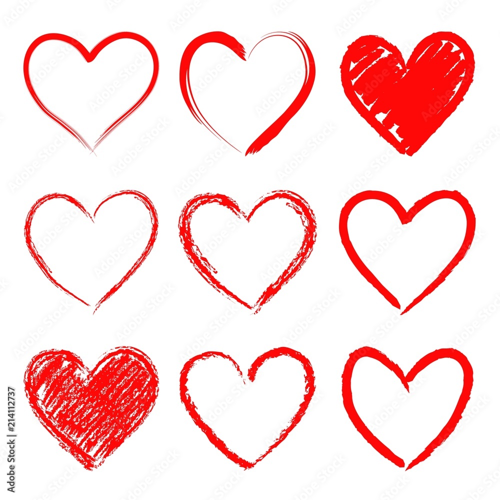 Vector hearts set. Hand drawn.
