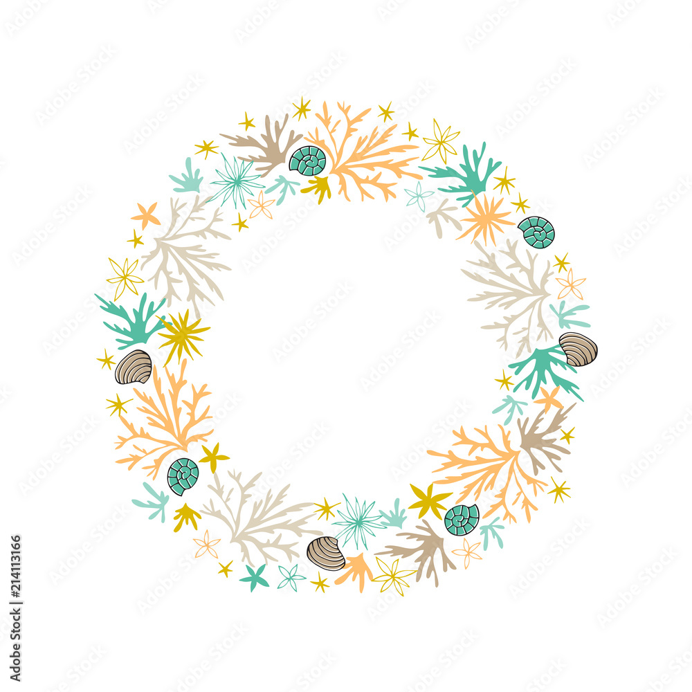 Obraz Vector floral seaweed wreath