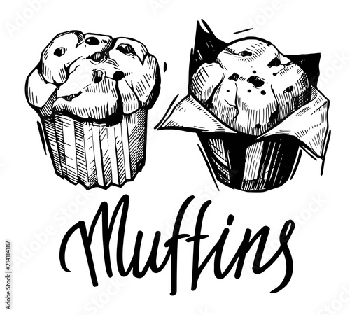 Fényképezés Sketch of muffin