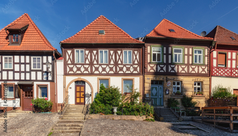 Medieval German Bavarian Town of Burgkunstadt in Summer. Lovely historical houses