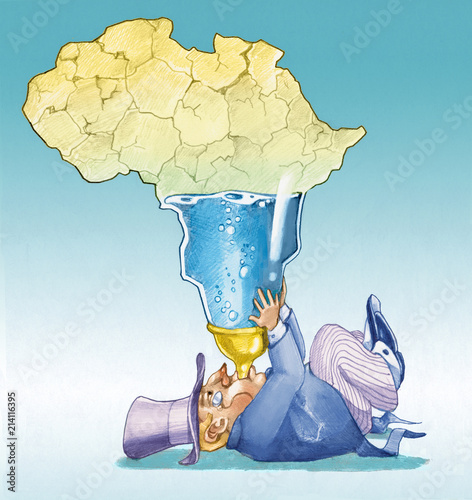 exploitation of the continent africa satirical political pencil cartoon colorful photo