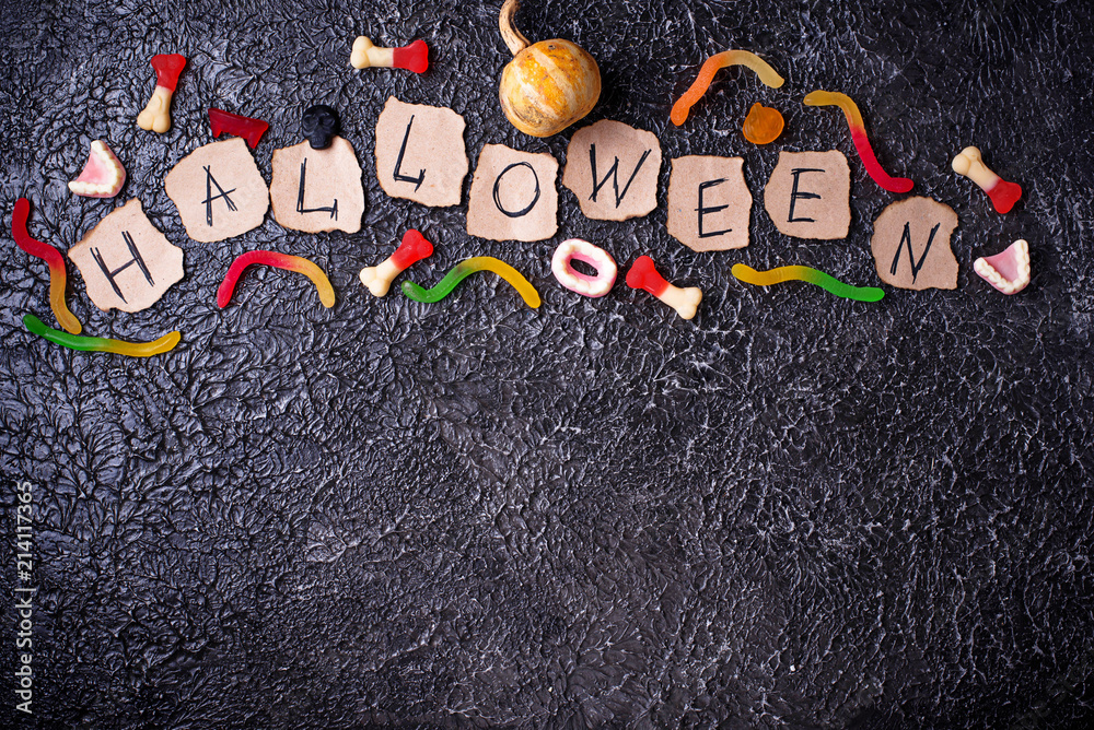 Fototapeta Creative Halloween background with treats