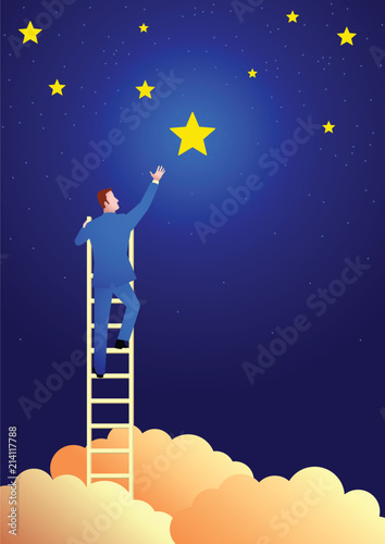 Businessman reach out for the stars